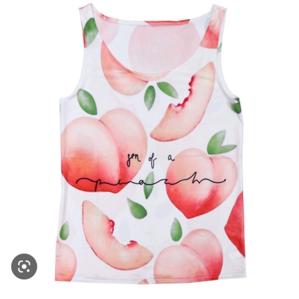 Women’s Peach Graphic Tank Top SON OF A PEACH size medium Pun Fun top shirt